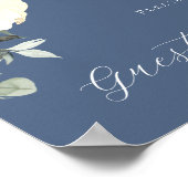 Dusty Blue & White Floral - Blue Gästebuchuntersch Poster (Ecke)