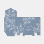 Dusty Blue White Floral | Custom Wedding Geschenkschachtel (Ungefaltet)