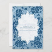 Dusty Blue, White Floral Damask Hochzeitseinladung Einladung (Rückseite)
