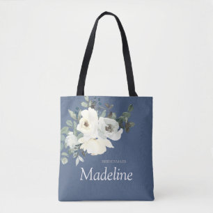 Dusty Blue & White Floral - Dusty Blue Tasche
