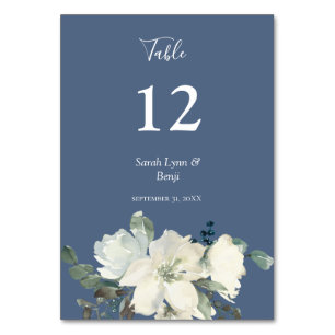 Dusty Blue & White Floral - Dusty Blue V2 Tischnummer