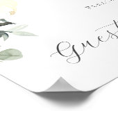 Dusty Blue & White Floral Gästebuch Zeichenposter (Ecke)