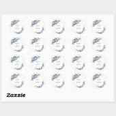 Dusty Blue White Floral Gold Foil Wedding Sticker (Blatt)