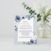 Dusty Blue White Floral Gold Wedding Details Card Einladung (Stehend Vorderseite)