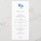 Dusty Blue & White Floral Hydrangea Wedding Menu Menükarte (Vorderseite)