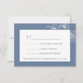  Dusty Blue White Floral Line Art RSVP Karte (Vorderseite)
