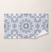Dusty Blue White Floral Mandala Muster Badhandtuch Set (Handtuch)
