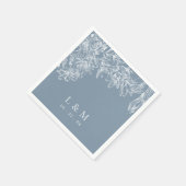 Dusty Blue White Floral Monogram Wedding Napkins Serviette (Ecke)