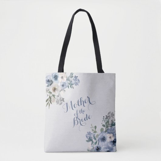 Dusty Blue White Floral Mutter der Braut Tasche (Vorderseite)