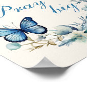 Dusty Blue White Floral Pray Big Home Decor Poster (Ecke)