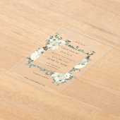 Dusty Blue & White Floral Save the Date Acryleinladungen (Ablage )