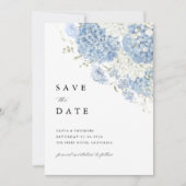 Dusty Blue White Floral Save the Date Invitation (Vorderseite)