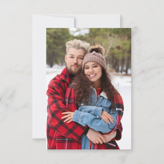 Dusty Blue & White Floral Save the Date w Foto (Rückseite)