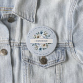 Dusty Blue White Floral Trauzeugin Button (Beispiel)