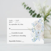 Dusty Blue & White Floral UAWG RSVP Karte (Stehend Vorderseite)