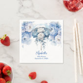 Dusty Blue White Floral Umbrella Baby Dusche Serviette (Beispiel)