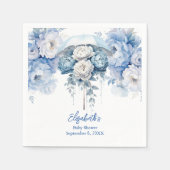 Dusty Blue White Floral Umbrella Baby Dusche Serviette (Vorderseite)