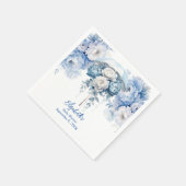 Dusty Blue White Floral Umbrella Baby Dusche Serviette (Ecke)
