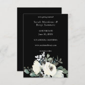Dusty Blue & White Floral V3 - Black Save The Date (Vorne/Hinten)