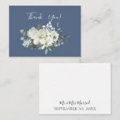 Dusty Blue & White Floral Vielen Dank - Blue Mitteilungskarte (Vorne/Hinten)