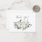 Dusty Blue & White Floral Vielen Dank Mitteilungskarte (Vorderseite/Rückseite Beispiel)