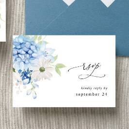 Dusty Blue & White Floral w UAWG RSVP Karte