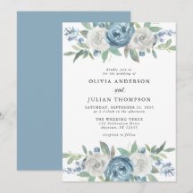 Dusty Blue & White Floral Watercolor Wedding