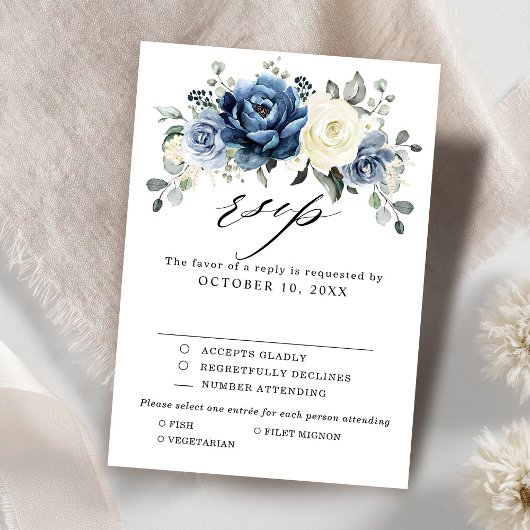 Dusty Blue White Floral Wedding Antwort Mahlzeit A