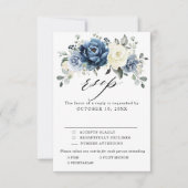 Dusty Blue White Floral Wedding Antwort Mahlzeit A (Vorderseite)