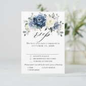Dusty Blue White Floral Wedding Antwort Mahlzeit A (Stehend Vorderseite)
