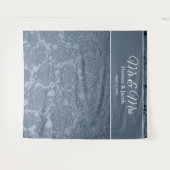 Dusty Blue White Floral Wedding Background Wandteppich (Vorderseite (Horizontal))