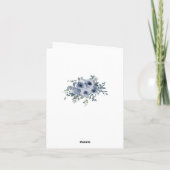 Dusty Blue White Floral Wedding Danke Card (Rückseite)