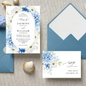 Dusty Blue & White Floral Wedding Einladung
