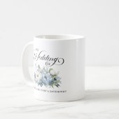 Dusty Blue White Floral Wedding Gevor Kaffeetasse (Vorderseite Links)