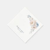 Dusty Blue White Floral Wedding Serviette (Ecke)