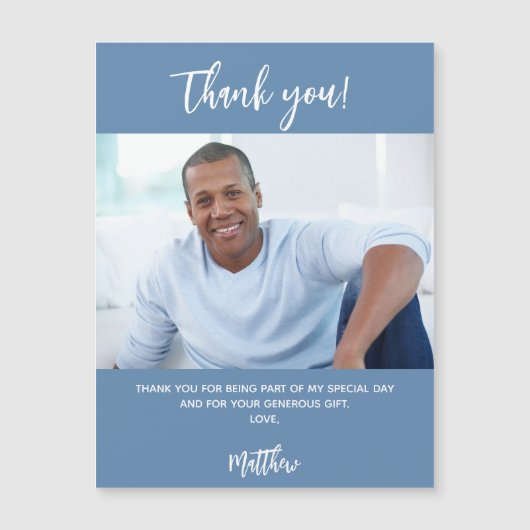 Dusty-blue-white-Foto dank Magnet (Vorderseite)