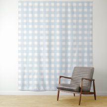 Dusty Blue & White Gingham Karo Tapestry