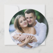 Dusty Blue White Gold Floral Foto Wedding Einladung (Rückseite)