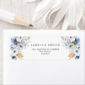 Dusty Blue White Gold Floral Wedding Address (Insitu)