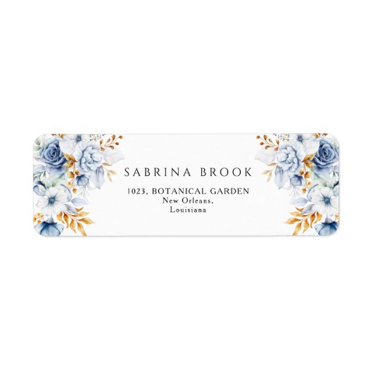 Dusty Blue White Gold Floral Wedding Address (Vorne)