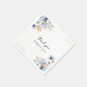 Dusty Blue White Gold Floral Wedding Serviette (Ecke)