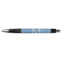 Dusty Blue White Gray Monogram Script Name Stilvol