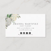 Dusty Blue & White Hydrangea Social Media Visitenkarte (Rückseite)