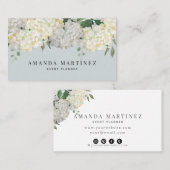 Dusty Blue & White Hydrangea Social Media Visitenkarte (Vorne/Hinten)