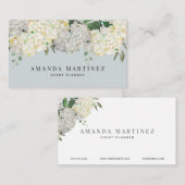 Dusty Blue & White Hydrangea Visitenkarte (Vorne/Hinten)