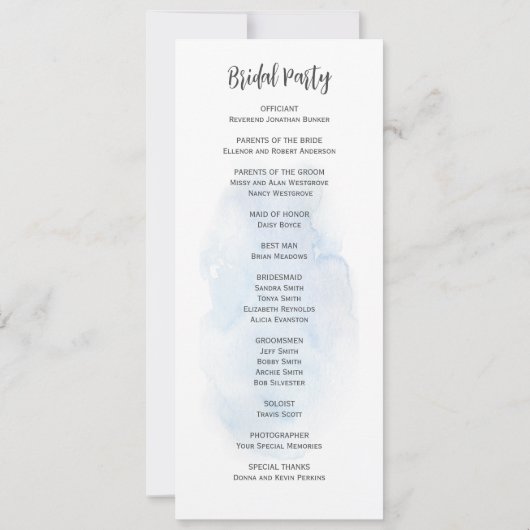 Dusty Blue White Hydrangeas Floral Wedding Program Einladung (Rückseite)