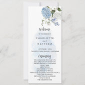 Dusty Blue White Hydrangeas Floral Wedding Program Einladung (Vorderseite)