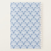Dusty Blue & White Lacy Damask Monogram & Name Planer (Rückseite)