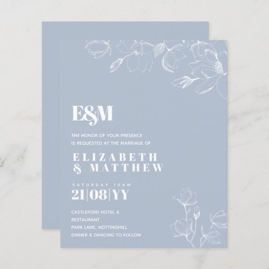 Dusty Blue White Magnolias Wedding (Vorne/Hinten)