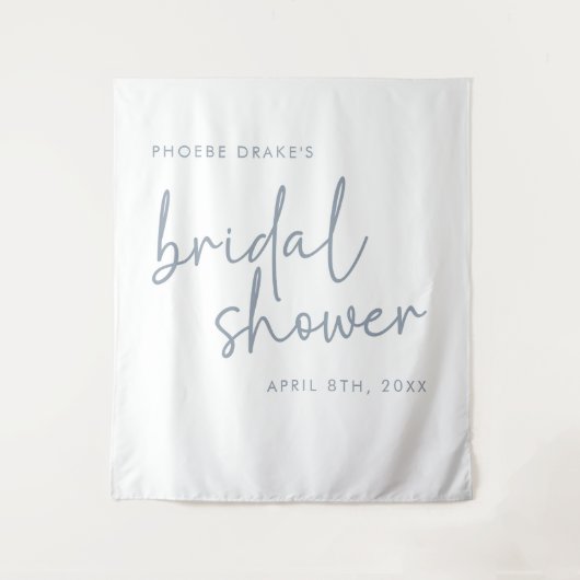 Dusty Blue & White Minimal Brautparty Hintergrund Wandteppich (Vorderseite)